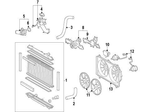 2017 Lexus GS450h Cooling System, Radiator, Water Pump, Cooling Fan Radiator Assembly Diagram for 16400-31A60