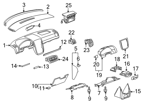 2005 Pontiac Montana Cluster & Switches, Instrument Panel Cover Asm-Instrument Panel Outer Trim *Ebony Diagram for 15292470