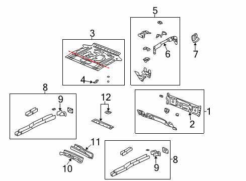 2003 Pontiac Aztek Rear Body Panel, Floor & Rails Extension Asm-Rear Wheelhouse Panel Rear Diagram for 10420802