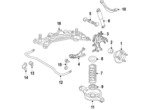 2010 Ford Fusion Rear Suspension Components, Lower Control Arm, Upper Control Arm, Stabilizer Bar Coil Spring Diagram for AE5Z-5560-F