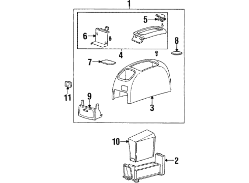 2001 Ford Windstar Center Console Console Assembly Diagram for YF2Z-16045A36-AAA