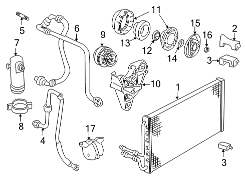 2003 Oldsmobile Bravada A/C Condenser, Compressor & Lines Bracket, A/C Condenser Upper Diagram for 89018782