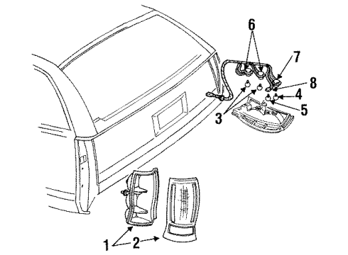 1996 Chevrolet Caprice Tail Lamps Lamp, Tail (W/O Harness, Bulbs) Diagram for 16520668