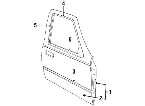 1991 Mercury Topaz Front Door & Components, Exterior Trim Rear Molding Diagram for F23Z5420555AA