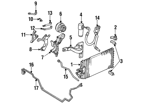 1993 Chevrolet K2500 Suburban A/C Condenser, Compressor & Lines Hose Asm-A/C Compressor & Condenser Diagram for 15958623