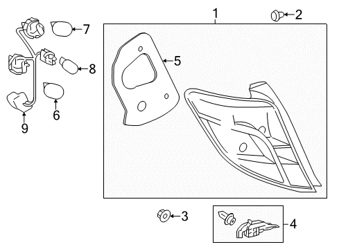 2014 Toyota Yaris Bulbs Socket & Wire Diagram for 81555-52820