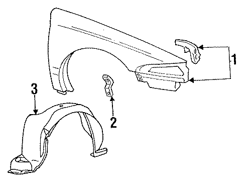 1994 Lincoln Mark VIII Fender & Components Fender Liner Diagram for F3LY16102A