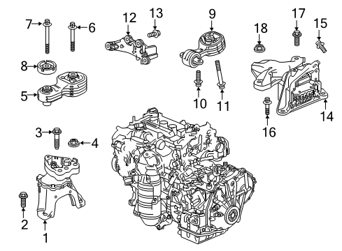 2020 Honda Accord Engine & Trans Mounting Rod, Torque (Upper) Diagram for 50880-TVA-A11