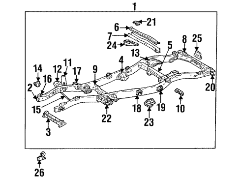 1995 Toyota Land Cruiser Frame & Components Crossmember Sub-Assy, Frame, NO.2 Diagram for 51202-60160