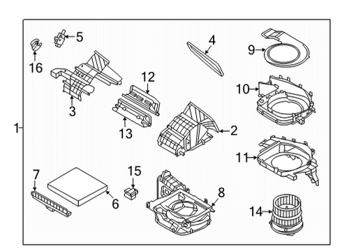 2022 Hyundai Tucson Blower Motor & Fan Temperature Door Actuator Diagram for 97161-F2000