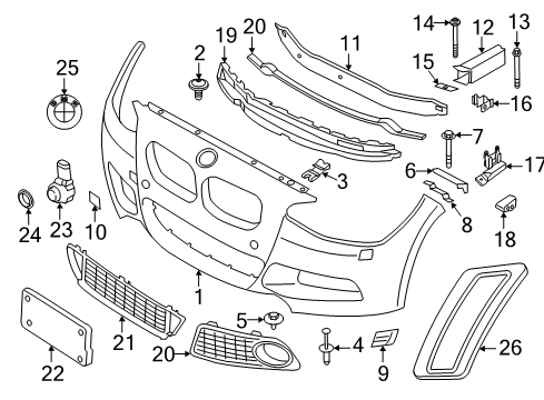 2017 BMW 230i Front Bumper Side-Marker Rear Reflector, Right Diagram for 63147848452