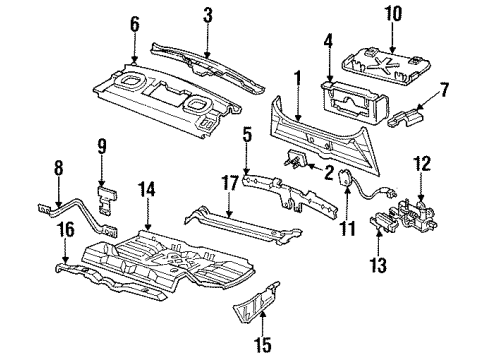 1994 Cadillac Fleetwood Rear Body PANEL, Rear Compartment Floor Diagram for 10274797