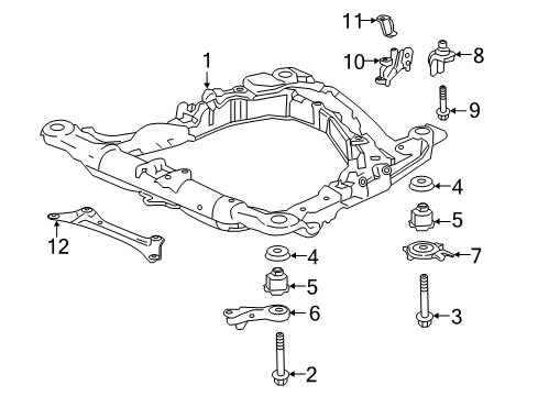 2015 Acura TLX Suspension Mounting - Front Rubber, R. FR. Sub-Frame Middle Mounting Diagram for 50280-TZ3-A01
