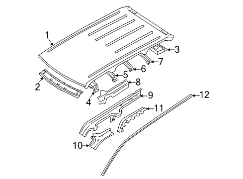 2001 Nissan Quest Roof & Components Weatherstrip-Roof Drip, LH Diagram for 76843-7B000