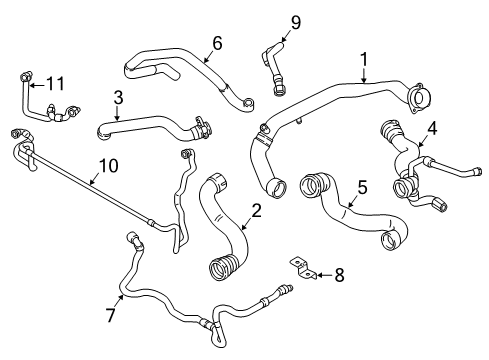 2017 BMW 640i Hoses, Lines & Pipes Thermostat Inlet Water Hose Diagram for 11537605432