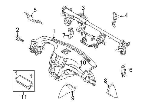 2015 Infiniti Q40 Cluster & Switches, Instrument Panel Panel - Instrument Side, LH Diagram for 68135-1NF6A