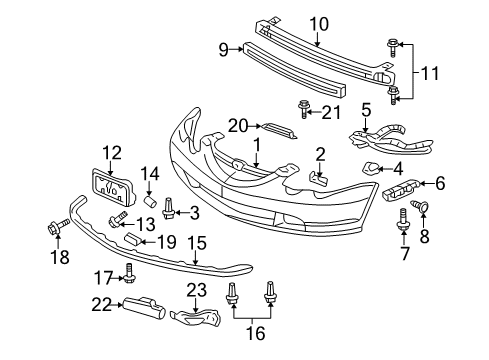 2002 Acura RSX Front Bumper Nut Diagram for 71148-SG9-600
