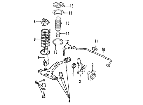 2009 Kia Sportage Front Suspension Components, Lower Control Arm, Stabilizer Bar Front Wheel Hub Assembly Diagram for 517502E100