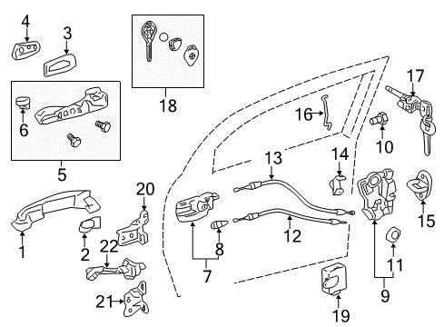 2014 Scion tC Keyless Entry Components Handle, Inside Diagram for 69205-21020-B0