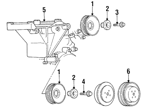1996 Jeep Grand Cherokee Water Pump, Belts & Pulleys Bolt-HEXAGON FLANGE Head Diagram for 6502138