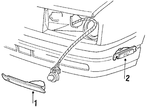 1992 Cadillac Allante Park & Side Marker Lamps Lamp Asm-Front Side Marker Diagram for 5974282