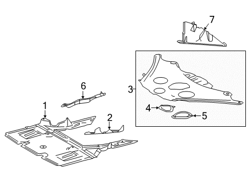 2019 Lexus LC500 Splash Shields Bracket, Engine Rear Cover Diagram for 51445-11010