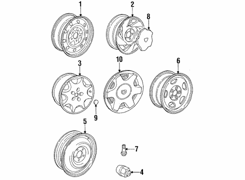 1996 Eagle Vision Wheels, Covers & Trim Wheel 16X7 Steel Diagram for 4582184