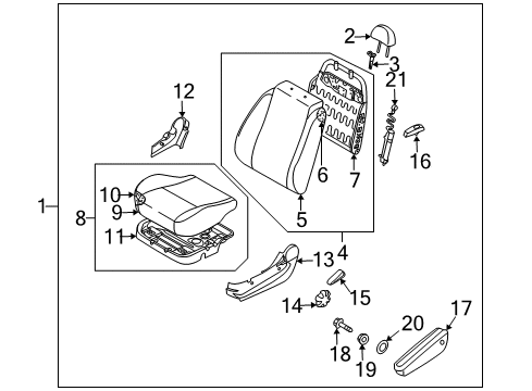 2010 Chevrolet Aveo5 Front Seat Components Seat Back Cover Diagram for 96807833