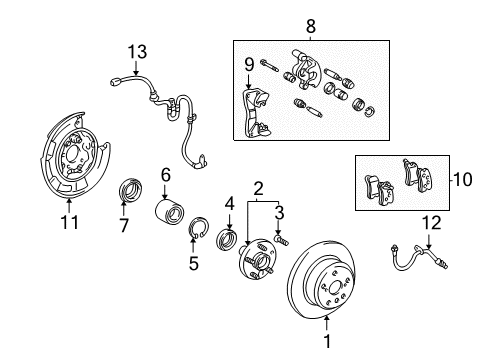 2001 Toyota Highlander Anti-Lock Brakes Caliper Diagram for 47730-48050
