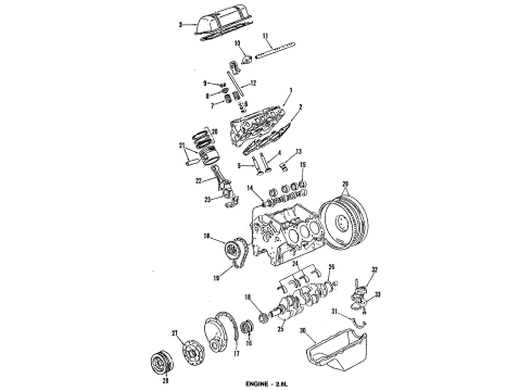 1985 GMC S15 Jimmy Engine Parts, Mounts, Cylinder Head & Valves, Camshaft & Timing, Oil Pan, Oil Pump, Crankshaft & Bearings, Pistons, Rings & Bearings Cover Asm-Valve Rocker Diagram for 14064205