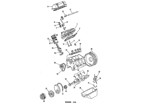 1992 GMC Sonoma Engine Parts, Mounts, Cylinder Head & Valves, Camshaft & Timing, Oil Cooler, Oil Pan, Oil Pump, Balance Shafts, Crankshaft & Bearings, Pistons, Rings & Bearings Cover Asm-Valve Rocker Arm Diagram for 10054722