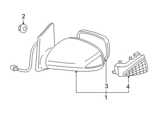 2006 Scion xA Outside Mirrors Mirror Assembly Diagram for 87940-52720-A1