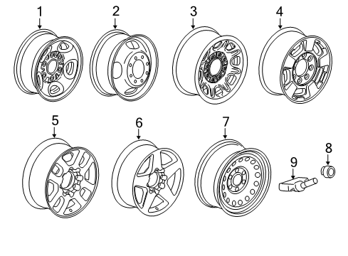 2014 GMC Sierra 2500 HD Wheels Wheel, Steel Diagram for 9597725