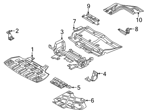 2020 Ford Expedition Under Cover & Splash Shields Skid Plate Diagram for JL1Z-5D032-A