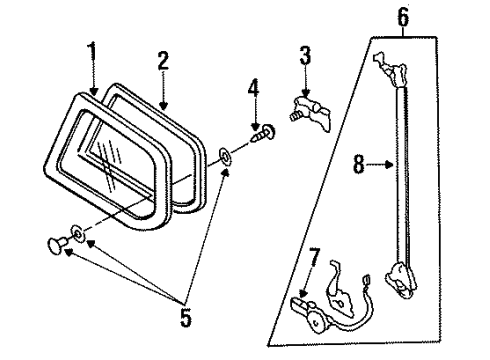 1995 Nissan Quest Quarter Window Motor Assembly RH Power Window Diagram for 83502-0B000