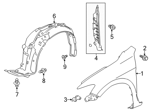 2013 Honda Accord Fender & Components Panel, Right Front Fender (Dot) Diagram for 60211-T3L-A90ZZ