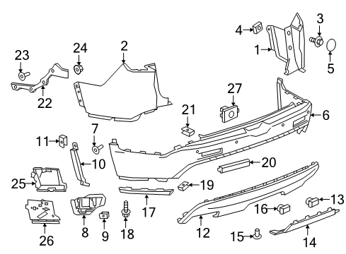 2019 GMC Acadia Rear Bumper Molding Diagram for 84109983