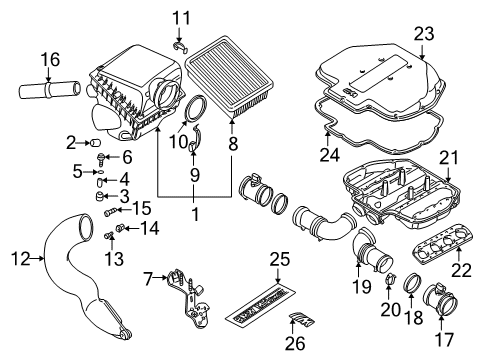 2001 BMW M5 Filters Air Collector Upper Part Diagram for 11617831262