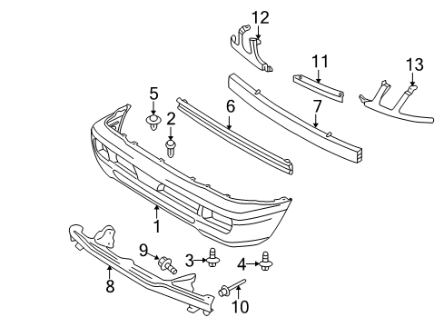 2005 Lexus LX470 Front Bumper Reinforcement Sub-Assy, Front Bumper Diagram for 52021-60130