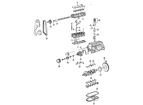 1990 Pontiac LeMans Engine Parts, Mounts, Cylinder Head & Valves, Camshaft & Timing, Oil Pan, Oil Pump, Crankshaft & Bearings, Pistons, Rings & Bearings Gasket-Camshaft Support Cover Diagram for 52284853
