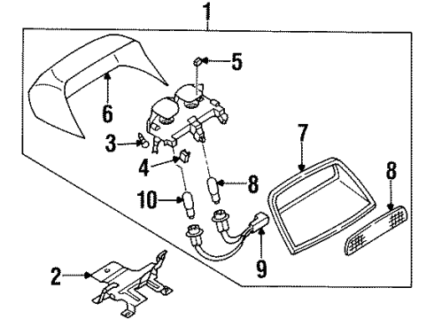 1994 Nissan Altima Bulbs High Mounting Stop Lamp Socket Assembly Diagram for 26597-0E700