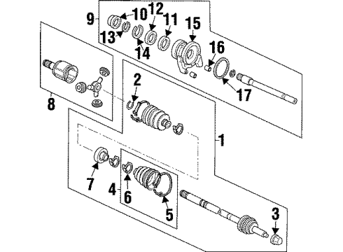 1996 Acura TL Drive Axles - Front Joint, Inboard (87MM) Diagram for 44310-SW3-300