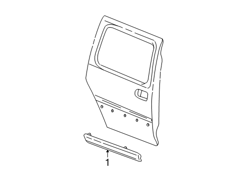 2001 Chevrolet Venture Exterior Trim - Side Loading Door Molding Asm, Rear Side Door Lower (LH) *Primed Diagram for 19153587