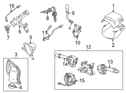 2002 Toyota Sequoia Ignition Lock Combo Switch Diagram for 84310-0C030