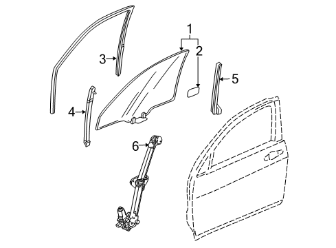 2010 Acura TL Front Door Sash, Left Front Door Center (Lower) Diagram for 72271-TK4-A01