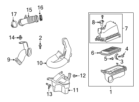 2010 Pontiac Vibe Filters Cleaner Asm, Air Diagram for 19205483