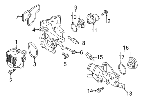 2018 Nissan Rogue Senders Thermostat Housing Diagram for 11061-4BC0A