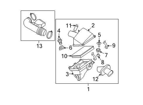 2009 Nissan Pathfinder Filters Duct Assembly-Air Diagram for 16576-ZS60A