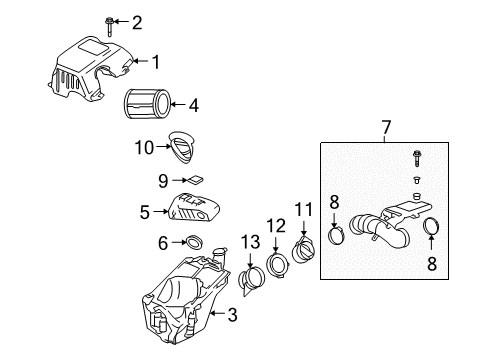 2006 Buick Rainier Air Intake Seal, Air Cleaner Resonator Duct Diagram for 88983028