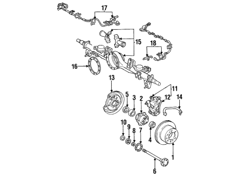 1994 Toyota Land Cruiser Rear Brakes Plate, Lock Nut Diagram for 42428-60011